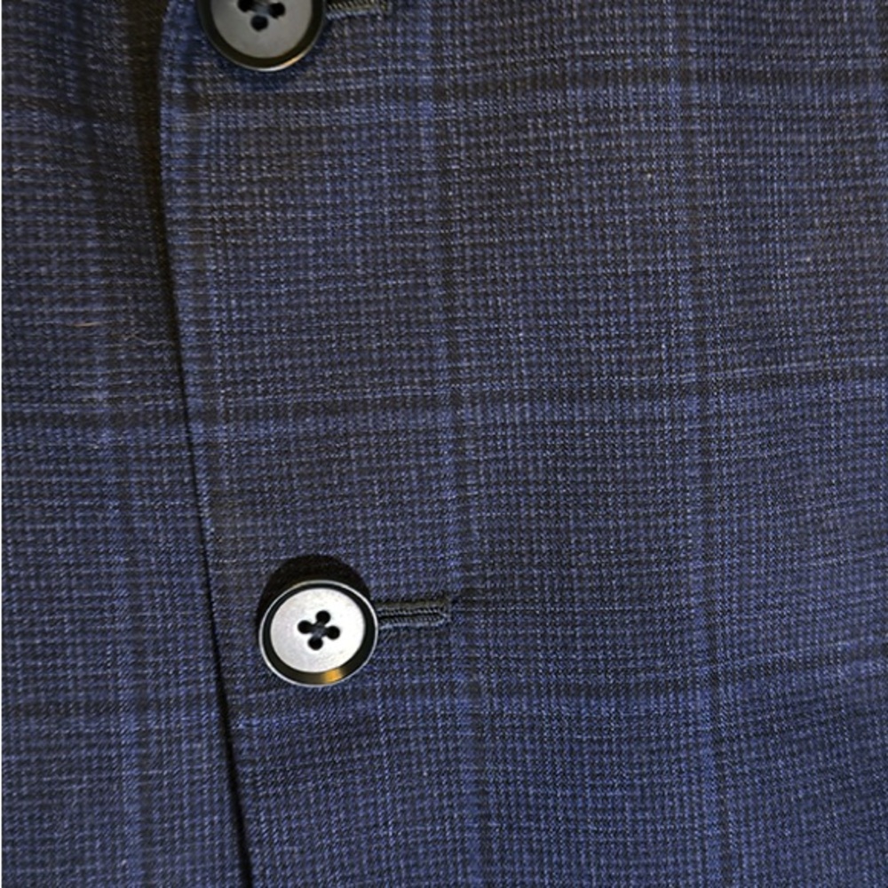 New Isaia Sport Coat - Navy Windowpane Pattern - Picture 3 of 4